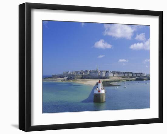 View from Sea to the Walled Town (Intra Muros), St. Malo, Ille-Et-Vilaine, Brittany, France, Europe-Ruth Tomlinson-Framed Premium Photographic Print