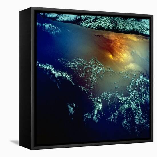 View from Space of Golden Glow over Indian Ocean Created by Pollution-null-Framed Stretched Canvas