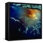 View from Space of Golden Glow over Indian Ocean Created by Pollution-null-Framed Stretched Canvas