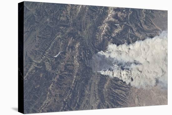 View from Space of the Fontenelle Fire Burning in Wyoming-null-Stretched Canvas