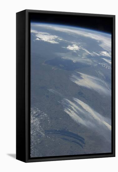 View from Space of the Wildfires Southeast of James Bay in Quebec, Canada-null-Framed Stretched Canvas