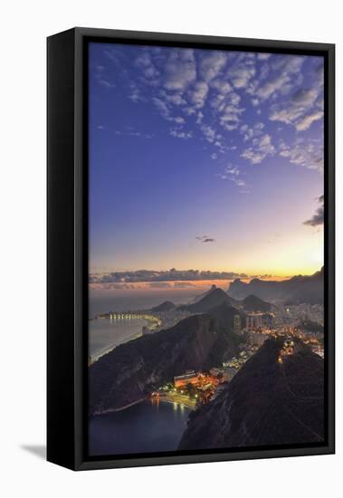 View from Sugar Loaf Mountain to Rio at Night,Rio De Janeiro, Brazil, South America-Christian Heeb-Framed Stretched Canvas