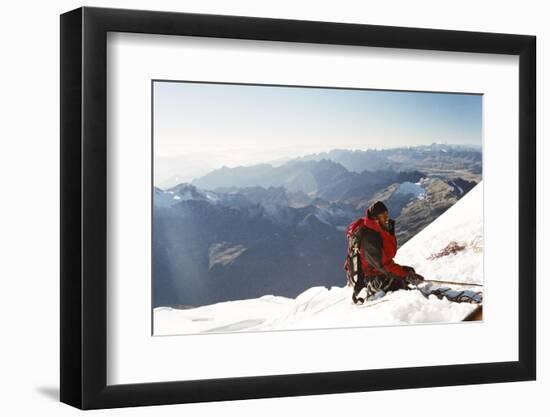 View from Summit, Huayna Potosi, Cordillera Real, Bolivia, South America-Mark Chivers-Framed Photographic Print