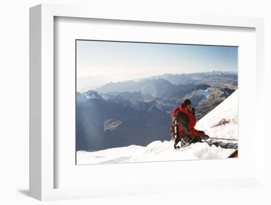 View from Summit, Huayna Potosi, Cordillera Real, Bolivia, South America-Mark Chivers-Framed Photographic Print