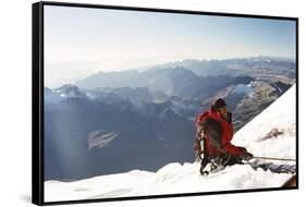 View from Summit, Huayna Potosi, Cordillera Real, Bolivia, South America-Mark Chivers-Framed Stretched Canvas