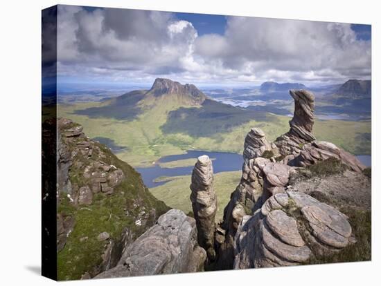 View from Summit of Sgorr Tuath, Sandstone Pinnacles, Assynt Mountains, Highland, Scotland, UK-Joe Cornish-Stretched Canvas