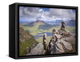 View from Summit of Sgorr Tuath, Sandstone Pinnacles, Assynt Mountains, Highland, Scotland, UK-Joe Cornish-Framed Stretched Canvas