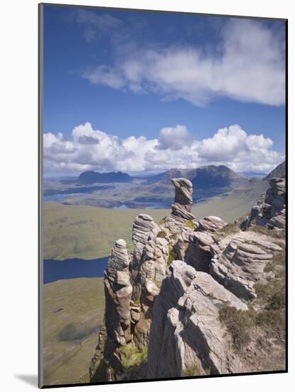 View from Summit of Sgorr Tuath, Sandstone Pinnacles, Assynt Mountains, Highland, Scotland, UK-Joe Cornish-Mounted Photographic Print