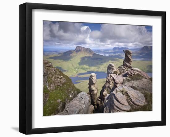 View from Summit of Sgorr Tuath, Sandstone Pinnacles, Assynt Mountains, Highland, Scotland, UK-Joe Cornish-Framed Photographic Print