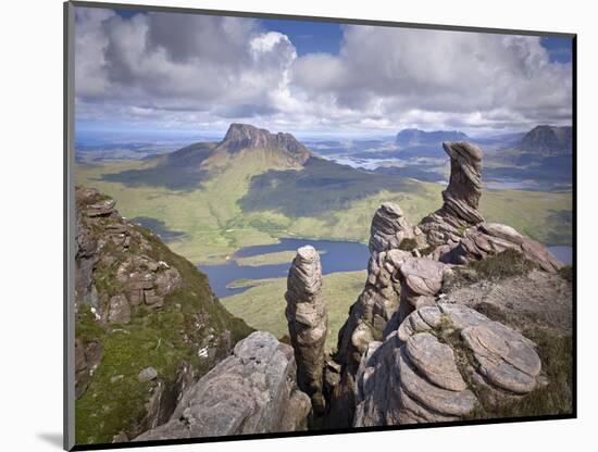 View from Summit of Sgorr Tuath, Sandstone Pinnacles, Assynt Mountains, Highland, Scotland, UK-Joe Cornish-Mounted Photographic Print