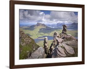 View from Summit of Sgorr Tuath, Sandstone Pinnacles, Assynt Mountains, Highland, Scotland, UK-Joe Cornish-Framed Photographic Print