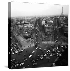 View from the Arc de Triomphe to the Place de l'Etoile, 1960s-Paul Almasy-Stretched Canvas