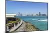 View from the Breakwater to the City Skyline across the Gulf, Abu Dhabi, United Arab Emirates-Fraser Hall-Mounted Photographic Print