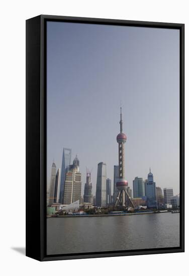 View from the Bund of the Modern Pudong Area, Shanghai, China-Cindy Miller Hopkins-Framed Stretched Canvas