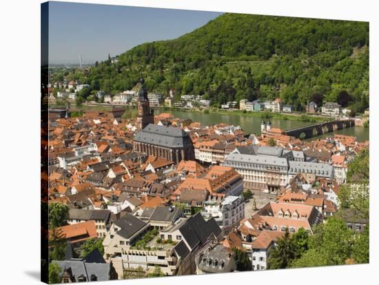 View from the Castle of the Old City, and the River Neckar, Heidelberg, Baden-Wurttemberg, Germany-James Emmerson-Stretched Canvas