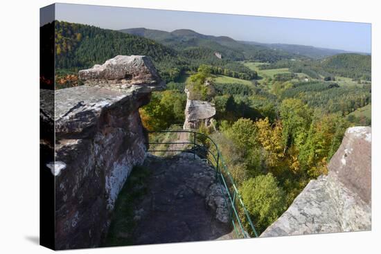 View from the Castle Ruin Drachenfels, Autumn, Palatinate Forest, Rhineland-Palatinate, Germany-Ronald Wittek-Stretched Canvas