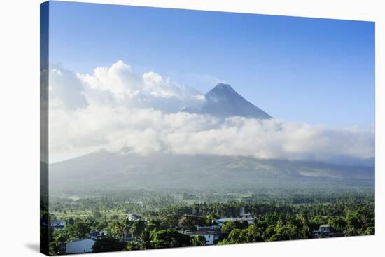 View from the Daraga Church over Volacano Mount Mayon, Legaspi, Southern Luzon, Philippines-Michael Runkel-Stretched Canvas