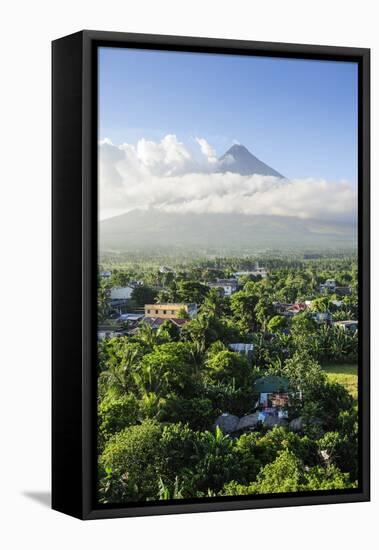 View from the Daraga Church over Volcano of Mount Mayon, Legaspi, Southern Luzon, Philippines-Michael Runkel-Framed Stretched Canvas