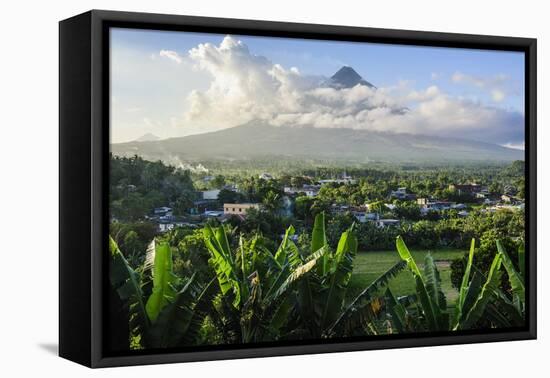 View from the Daraga Church to the Volcano of Mount Mayon, Legaspi, Southern Luzon, Philippines-Michael Runkel-Framed Stretched Canvas