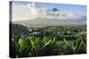 View from the Daraga Church to the Volcano of Mount Mayon, Legaspi, Southern Luzon, Philippines-Michael Runkel-Stretched Canvas