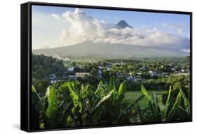 View from the Daraga Church to the Volcano of Mount Mayon, Legaspi, Southern Luzon, Philippines-Michael Runkel-Framed Stretched Canvas