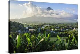 View from the Daraga Church to the Volcano of Mount Mayon, Legaspi, Southern Luzon, Philippines-Michael Runkel-Stretched Canvas