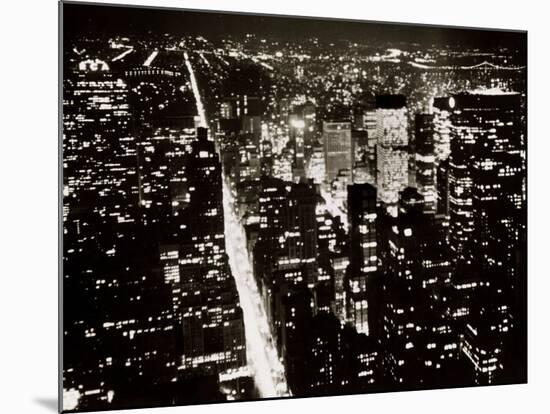 View from the Empire State Building at Night-null-Mounted Photographic Print