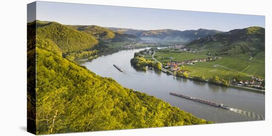 View from the Ferdinandswarte to Oberloiben, Rossatz, DŸrnstein, the Danube, Wachau-Rainer Mirau-Stretched Canvas