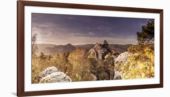 View from the Gamrich in Saxon Switzerland-Jorg Simanowski-Framed Photographic Print