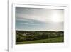 view from the hill of the lavender field to the Teutoburger Forest in Detmold Fromhausen,-Nadja Jacke-Framed Photographic Print