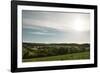 view from the hill of the lavender field to the Teutoburger Forest in Detmold Fromhausen,-Nadja Jacke-Framed Photographic Print