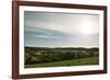 view from the hill of the lavender field to the Teutoburger Forest in Detmold Fromhausen,-Nadja Jacke-Framed Photographic Print