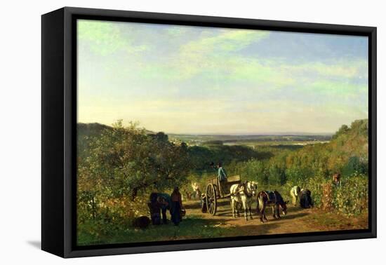 View from the Hilltops of Suresnes Or, the Grape Harvest at Suresnes-Constant-emile Troyon-Framed Stretched Canvas
