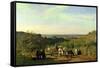 View from the Hilltops of Suresnes Or, the Grape Harvest at Suresnes-Constant-emile Troyon-Framed Stretched Canvas