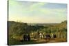 View from the Hilltops of Suresnes Or, the Grape Harvest at Suresnes-Constant-emile Troyon-Stretched Canvas