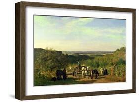 View from the Hilltops of Suresnes Or, the Grape Harvest at Suresnes-Constant-emile Troyon-Framed Giclee Print