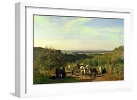 View from the Hilltops of Suresnes Or, the Grape Harvest at Suresnes-Constant-emile Troyon-Framed Giclee Print