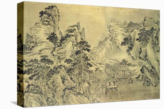 View from the Keyin Pavilion on Paradise (Baojie) Mountain, 1562 (Ink on Silk)-Wang Wen-Stretched Canvas