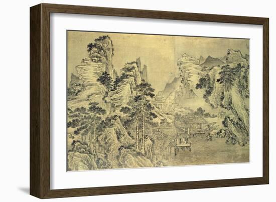 View from the Keyin Pavilion on Paradise (Baojie) Mountain, 1562 (Ink on Silk)-Wang Wen-Framed Giclee Print