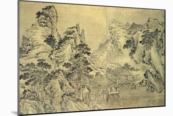 View from the Keyin Pavilion on Paradise (Baojie) Mountain, 1562 (Ink on Silk)-Wang Wen-Mounted Giclee Print