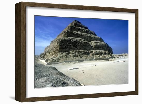 View from the Left of Step Pyramid of King Djoser (Zozer), Saqqara, Egypt, 3rd Dynasty, C2600 Bc-Imhotep-Framed Photographic Print