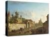 View from the Lubyanka Square to the Vladimir Gate in Moscow, Russia, 1800S-Fyodor Yakovlevich Alexeev-Stretched Canvas