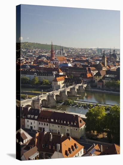 View from the 'Marienberg' Fortress over Wurzburg, 'Alte MainbrŸcke' (Bridge-Rainer Mirau-Stretched Canvas