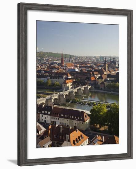 View from the 'Marienberg' Fortress over Wurzburg, 'Alte MainbrŸcke' (Bridge-Rainer Mirau-Framed Photographic Print