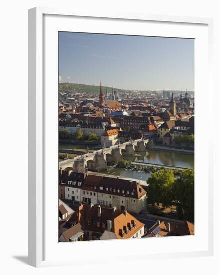 View from the 'Marienberg' Fortress over Wurzburg, 'Alte MainbrŸcke' (Bridge-Rainer Mirau-Framed Photographic Print