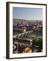 View from the 'Marienberg' Fortress over Wurzburg, 'Alte MainbrŸcke' (Bridge-Rainer Mirau-Framed Photographic Print