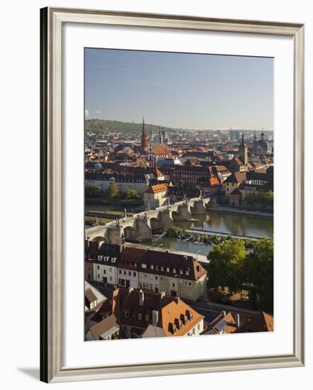 View from the 'Marienberg' Fortress over Wurzburg, 'Alte MainbrŸcke' (Bridge-Rainer Mirau-Framed Photographic Print