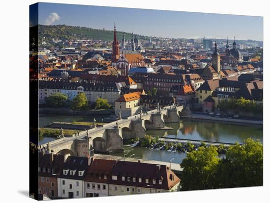 View from the 'Marienberg' Fortress over Wurzburg, 'Alte MainbrŸcke' (Bridge-Rainer Mirau-Stretched Canvas