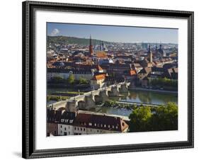 View from the 'Marienberg' Fortress over Wurzburg, 'Alte MainbrŸcke' (Bridge-Rainer Mirau-Framed Photographic Print