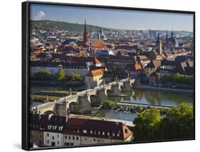 View from the 'Marienberg' Fortress over Wurzburg, 'Alte MainbrŸcke' (Bridge-Rainer Mirau-Framed Photographic Print